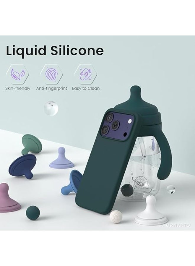 Compatible with iPhone 17 Pro Max Case 6.9", Slim Liquid Silicone Soft Gel Rubber Shockproof Protective Cover with Anti-Scratch Microfiber Lining (Dark Green) - Image 2